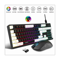 2.4G Gaming Wireless Keyboard And Mouse Set 104 Keys RGB Backlit Two-Color Keyboard And Mouse No Fading