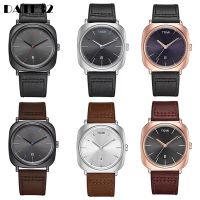 [Aishang watch industry]Creative Watch For Men Simple Square Dial Case Men Quartz Wrist Watches Leather Wristwatch Mens Minimalist Sliver Black Clock