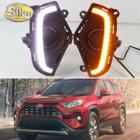 SNCN 2ชิ้น12V รถ DRL LED Daylights สำหรับ Toyota RAV4 2019 2020สีเหลืองไฟเลี้ยวสีน้ำเงินตอนกลางคืนไฟตัดหมอกอัตโนมัติ12V