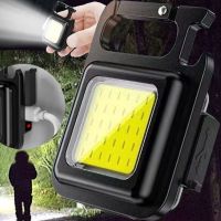 COB Flashlight with Keychain Hanging USB Rechargeable Torch Lamp Outdoor Camping Lamps