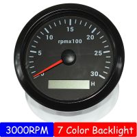 85มม. เครื่องยนต์ดีเซล Tachometer Sensor RPM Gauge REV Counter 3000RPM พร้อมนาฬิกาทรายดิจิตอล7สี Backlight อุปกรณ์เสริม12V 24V