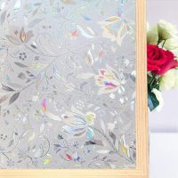 200CM Vinyl Rainbow Decorative Window Film Static Self Adhesive 3D Tint Stained Glass Film Privacy Stickers Tulip Window Cover