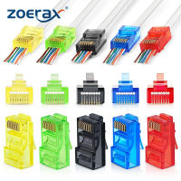 ZoeRax RJ45 Cat6ผ่านการเชื่อมต่อ,คละสี,EZ เพื่อจีบปลั๊กแบบโมดูลาร์สำหรับของแข็งหรือเกลียวสายเคเบิลเครือข่าย UTP