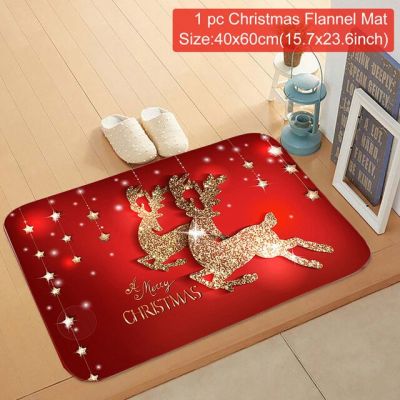 1Pc Christmas Door Mat Santa Claus Flannel พรมกลางแจ้ง Marry Christmas ตกแต่งสำหรับ Home Xmas เครื่องประดับ S ใหม่ปี2022