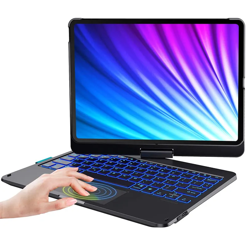Gadgetoo Wiwu Waltz Rotating Keyboard For 2021 Ipad Air 4 12.9 2020 360-Degree Rotating Tablet Keyboard Case With Touch Panel Backlight