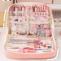 Large Capacity Kawaii Pencil Case Cosmetic Bag Cute Canvas Pen Pouch Organizer Korean for Girl School Office Supplies Stationery