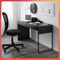 desk โต๊ะทำงาน MICKE มิคเก้ ขนาด 142x50 ซม. สีน้ำตาลดำ และสีขาว กว้างพอสำหรับ 2 คน