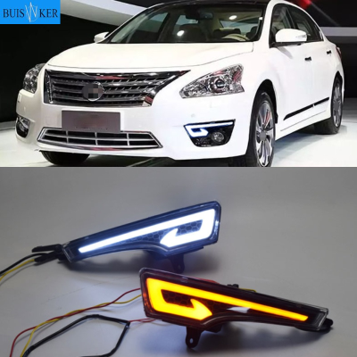 โคมไฟกันชนไฟตัดหมอกหลอดไฟแต่งรถ87Tixgportz อะไหล่รถยนต์ Lampu Jalan กลางวันรถ DRL LED 1คู่สำหรับ Nissan Altima Teana 2013 2014 2015