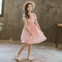 【Ladies shop】 YourSeason 2020แฟชั่น Dot GirlCute PinkDresses มาใหม่เด็กสาวชุดผ้าลินิน O คอ