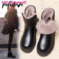 Agafgadf Pofulove Inverno Botas De Neve Pele Preta Tornozelo Couro Quente Moda Sapatos Algodão Platafora