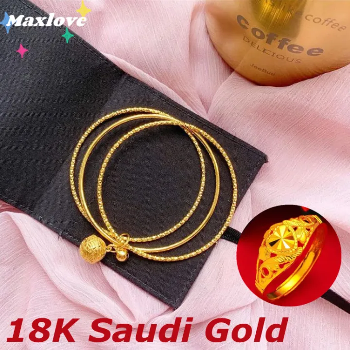 hot Sale] Pure 18k Gold Pawnable Saudi Gold Original Bracelts for Women  Hollow Ball Bracelet for