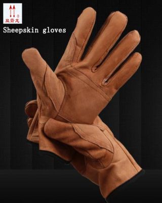 high quality sheepskin protection gloves Brown / white leather work gloves Wearable Tear resistant soft Comfortable gloves