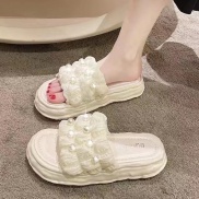 Giày Sandal Đế Dày Chống Trượt Đính Ngọc Trai Thời Trang Hàn Quốc Dành Cho