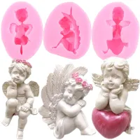 3 Style Cupid Angel Silicone Molds Fondant Cake Decorating Tools Chocolate Candy Cupcake Baking Moulds DIY Clay Resin Epoxy Mold Bread  Cake Cookie Ac
