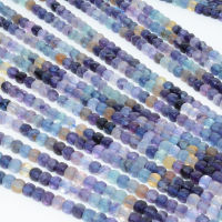 Natural Multiple Color Fluorite Irregular Faceted Cube Beads 5.2mm-5.5mm