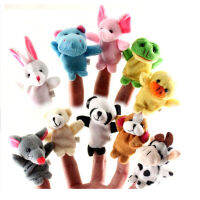 Boneka Jari Tangan รูปสัตว์การ์ตูนสำหรับเด็กตุ๊กตายัดนุ่นพ่อแม่-เด็กของเล่นตุ๊กตานุ่มแบบโต้ตอบ10ชิ้น