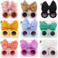 【CW】 Sunglasses Bow Hairband Set Baby Hair Accessories Newborn Bands Beach Photography Props 2Pcs