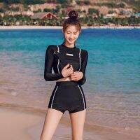 2023 New Long Sleeve Guard Women Two-Pieces Sun Protection Swimwear Waterproof Swimsuit High Waist Tankini Beachwear