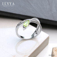 Lenya Jewelry  แหวนเพอริดอท(Peridot) สีเขียว ดีไซน์น่ารักแต่เก๋ไก๋ ตัวเรือนชุบทองคำขาว (Rhodium) สวยเข้ากับทุกคน ใครใส่ก็สวย