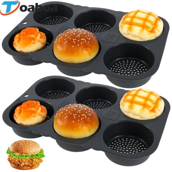 Burger Bun Pan 4/6 Cavity Bread Mold Muffin Top Pans Flexible Non