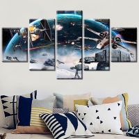 Star Battle Movie Poster 5 Piece Canvas Painting Home Decoration Accessories Modern Wall Pictures for Kids Room Framed Wall Art