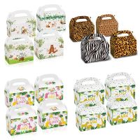 12Pcs/lot Lovely Wild animal candy box Deer pattern/Leopard gift box Fox/Bear biscuit box for kids birthday Party Supplies Gift Wrapping  Bags