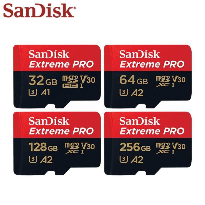 การ์ด Sandisk Extreme Pro ขนาด64gb 128gb A2ความจุ256gb ระดับ10 Uhs-i U3 