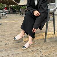 2023 summer new products with new slippers flat baotou half dragged thick bottom pregnant women straw fisherman shoes female mill