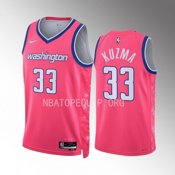 Washington Wizards 33 Kyle Kuzma 2022-23 Cherry Blossom City Pink