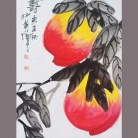 （HOT) ภาพวาดจีนวาดด้วยมือ Zhongtang Sanlian ภาพอายุยืนภาพวาดหมึกด้วยมือเปล่าของขวัญ Dufu Dushou ห้องนั่งเล่นห้องนอนทางเข้าภาพวาดตกแต่ง