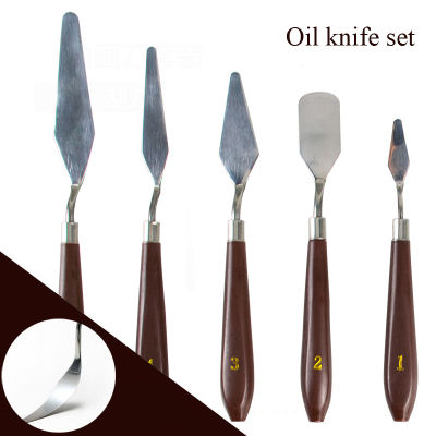 5Pcs Wooden Handle Painting Knife Palette Art Oil Mix Paint Spatula Scrape Texture Pigment watercolor Oil Knife Painting Tools