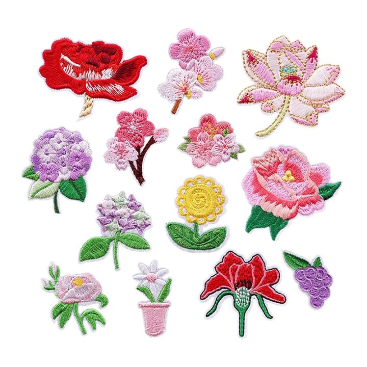Iron on Patches Flower Appliques Stickers, Flower Basket Embroidery  Decorative Patches Applique Sew on Patches