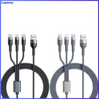 สายถักอะแดปเตอร์สาย USB หลายสายชาร์จสายชาร์จเร็วสาย USB แบบ3-IN-1สำหรับแท็บเล็ตโทรศัพท์แล็ปท็อปเคลื่อนที่