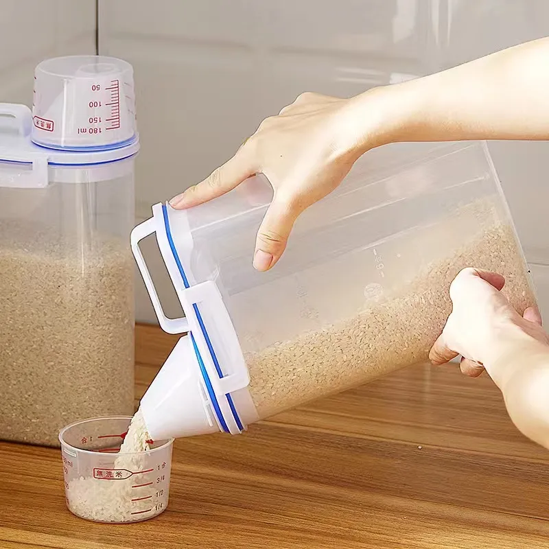 Rice Storage Bin Cereal Containers Dispenser with BPA Free Plastic +  Airtight Design + Measuring Cup