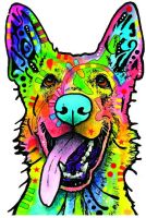 Dawasaru German Shepherd Colored Car Sticker Personalized Waterproof Decal Laptop Truck Motorcycle Auto Decoration PVC 17cm*11cm Bumper Stickers Decal