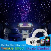 10W รถ LED Starry Sky เพดาน Twinkle ไฟเบอร์ออปติกตกแต่งภายในหลังคา Star Light เพลงควบคุม Ambient Light