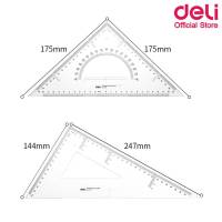 Deli 6430 Set Square(Transparent) ไม้บรรทัดสามเหลี่ยม มี 2 ขนาด ยาว 28CM เรขาคณิต ไม้สเกล เครื่องเขียน อุปกรณ์การเรียน