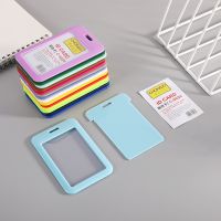 【LZ】 1PCS Sliding Card Cover ID Name Badge Holder Pass Bus Work Card Cover Chest Pocket Students Card Holder Badge