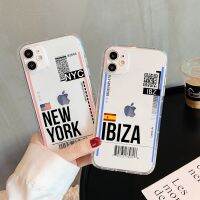 (Great. Cell phone case)  เมืองของสหรัฐอเมริกาตั๋วเครื่องบินลอนดอนปารีสเคสโทรศัพท์โปร่งใสท่องเที่ยวโตเกียวสำหรับ iPhone 14 11 12 13 Mini Pro XS MAX 8 7 6S Plus X SE XR