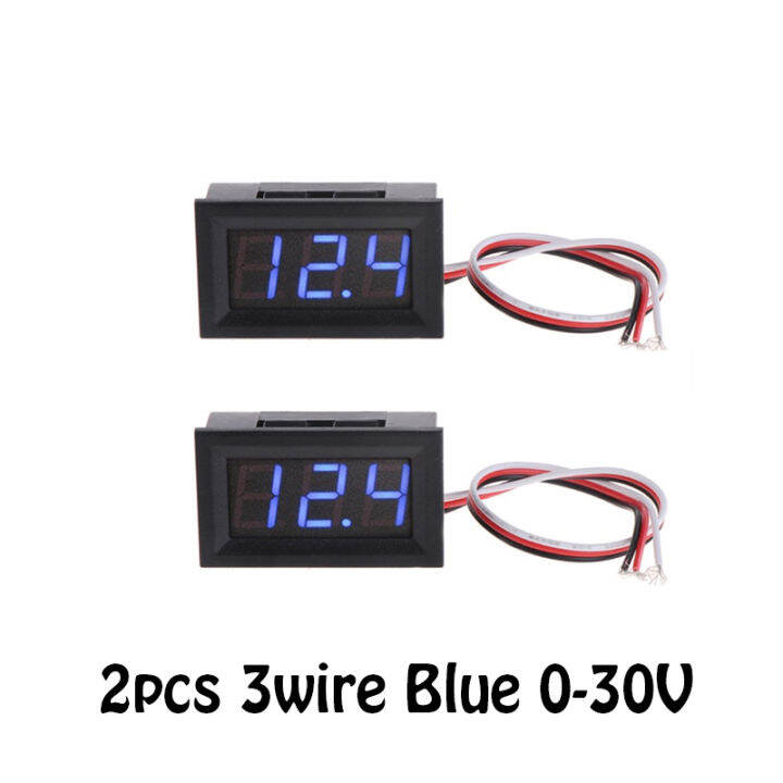 2PCS DC 0-30V Red/Blue/Green Digital Voltmeter Voltmeter Tester 0.36 ...