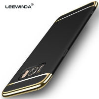 LEEWINDA สำหรับ Samsung Galaxy S6 EDGE Plus S7 Edge S8 S9 Plus เคสโทรศัพท์,Matte ชุบทองพีซีเคสแบบแข็ง3 In 1ฝาหลัง