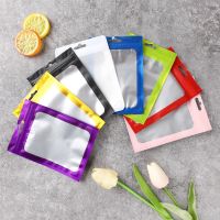 50pcs Reusable Colorful Mylar Bags Matte Clear Zip Lock Plastic Bags for Gift Jewelry Display Packaging Self Sealing Foil Pouch Food Storage Dispenser