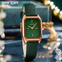 ♔♔♔✣✕  Sanda Women Watches Vintage Rectangle Green Small Dial Watch Steel Strap Bracelet Casual Ladies Elegant Crystal Quartz Clock