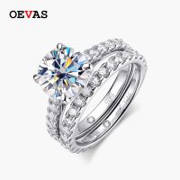 OEVAS 925เงิน4.2Cttw D แหวนมอยส์ซอไนต์สีสำหรับของขวัญเครื่องประดับแถบงานหมั้นงานแต่งผู้หญิง