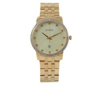 Karnvera Shop Citizen นาฬิกาข้อมือผู้ชาย BI5033-53P Quartz Gold Dial Stainless Steel Men Watch