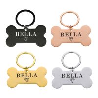 ♛❁ Personalized Golden Bones Pet ID Tag Custom Dog Tags Address For Cat Collar Small Dogs Plates Badge Engraved Puppy Accessories