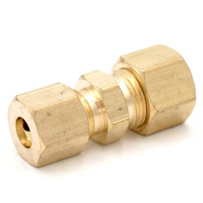 Fit 5/16 x 1/4 Tube OD Straight Compression Union Brass Pipe Fitting Connector