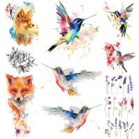 【hot】๑  Wolf Watercolor Temporary Tattoos Kids Hummingbird Fake Tatoo Armbands