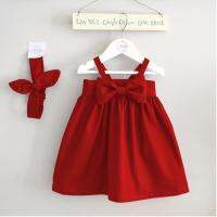 (Childrenhouse) เด็กทารกแรกเกิดเด็กผู้หญิงเด็กสีแดง sundress กุทัณฑ์ชุดเดรสสั้นชุด 0-3year