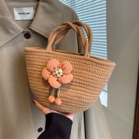 Niche bag female 2023 new summer work hand bag flower woven bag portable shoulder bag all-match female bag 【QYUE】